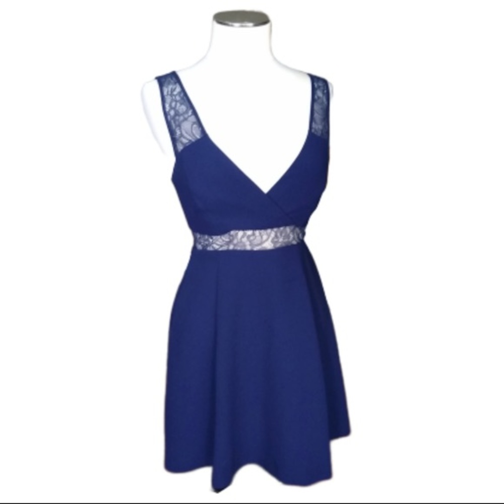 BCBGeneration mini navy lace cutout dress